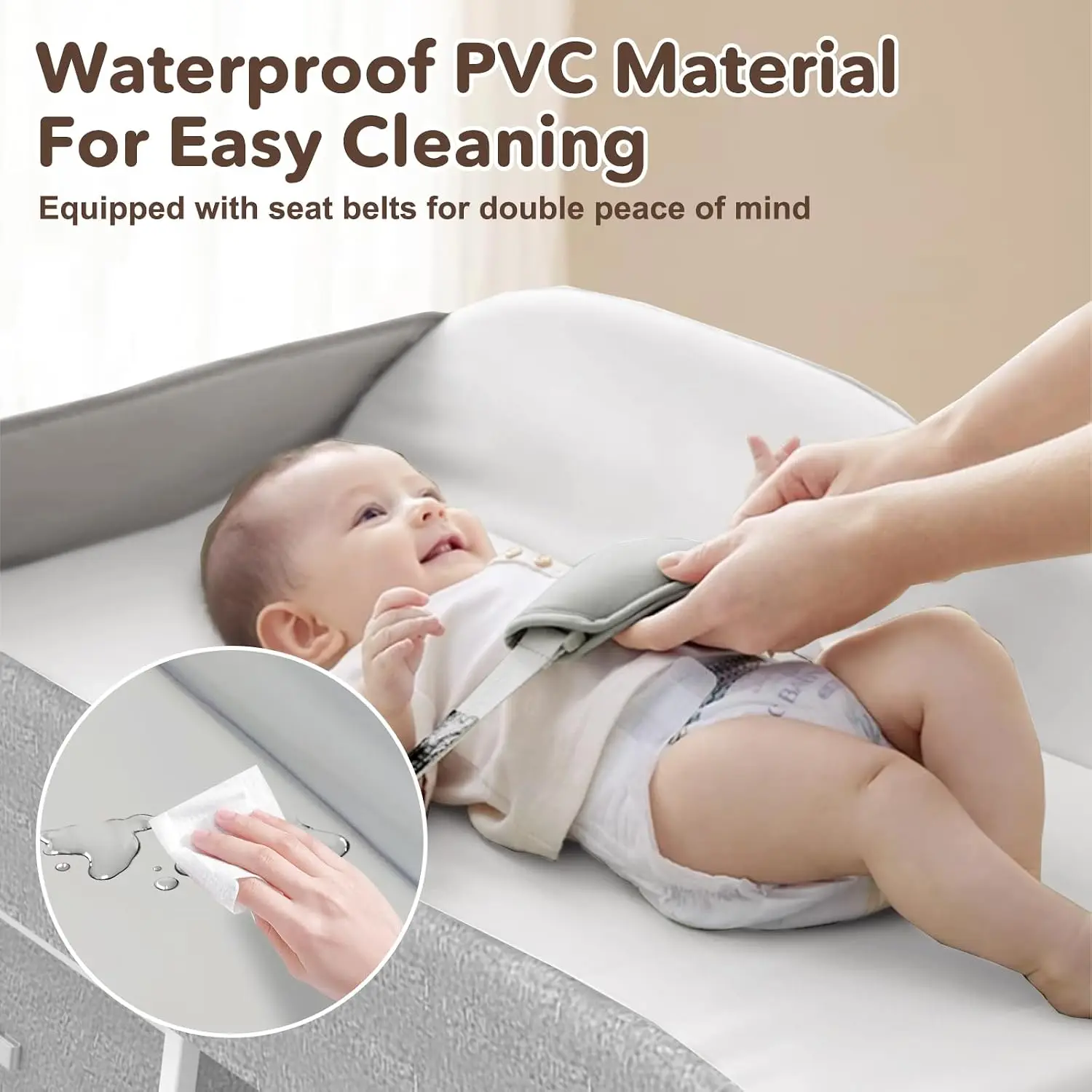 Baby Changing Table, Portable Table, Diaper Station with Waterproof Pad, Table Dresser