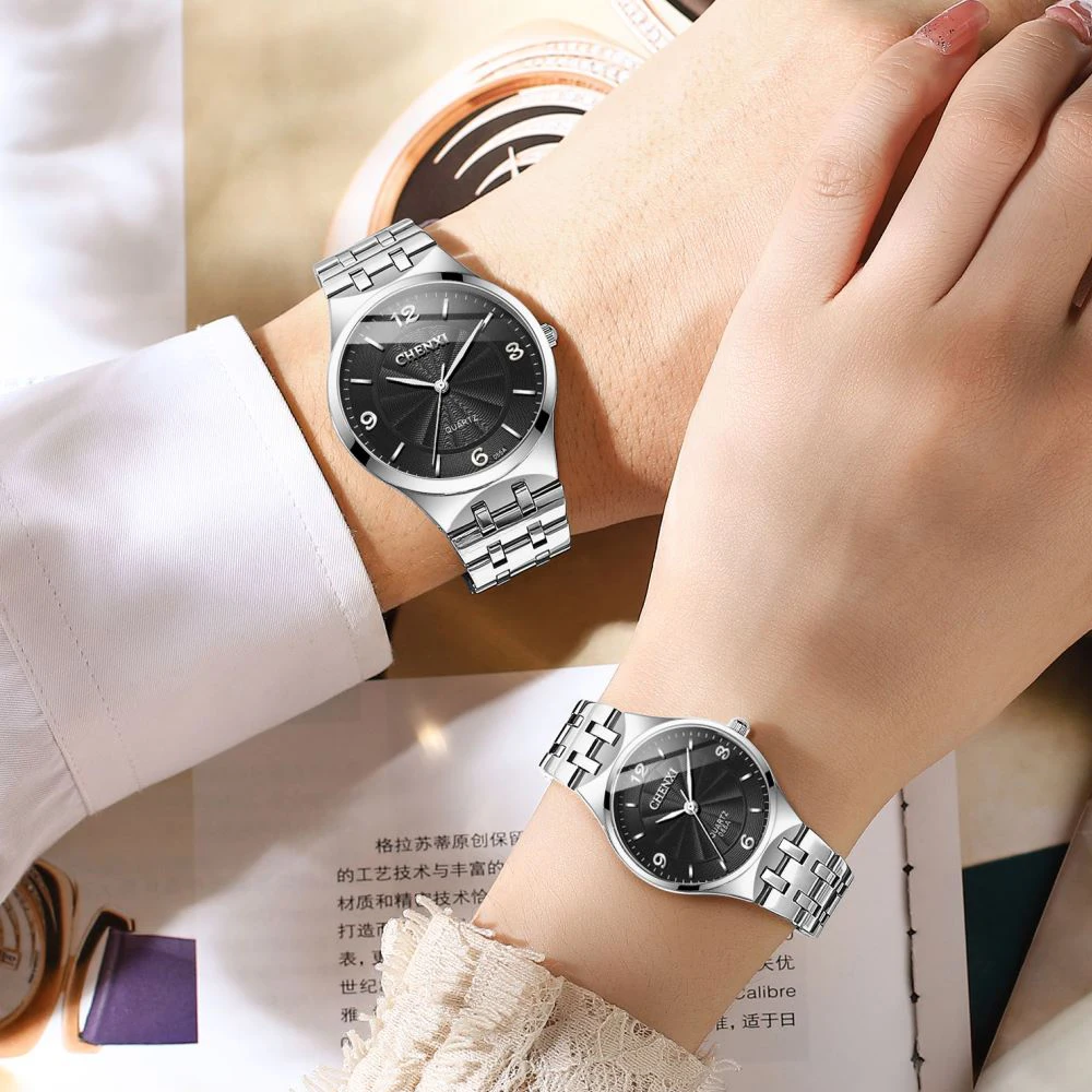 CHENXI Brand Original Luxury Famous Full Steel Couple Watches Lovers Quartz Clocks Rose Gold Men Watch Women Wristwatch Relogio