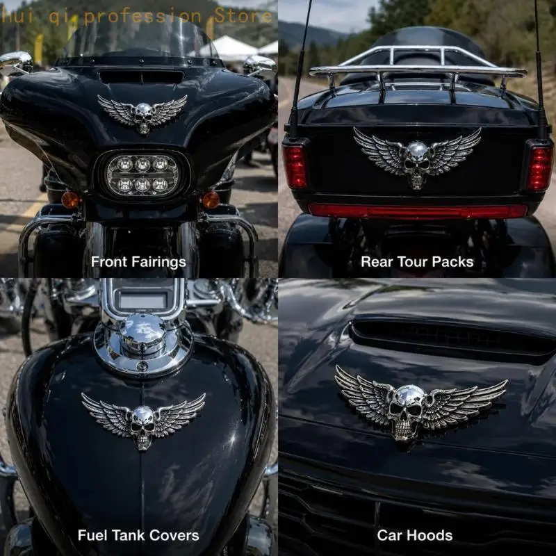 3D Winged Skull Badge Accent Fairing for Garage and Bike Builds H8WE