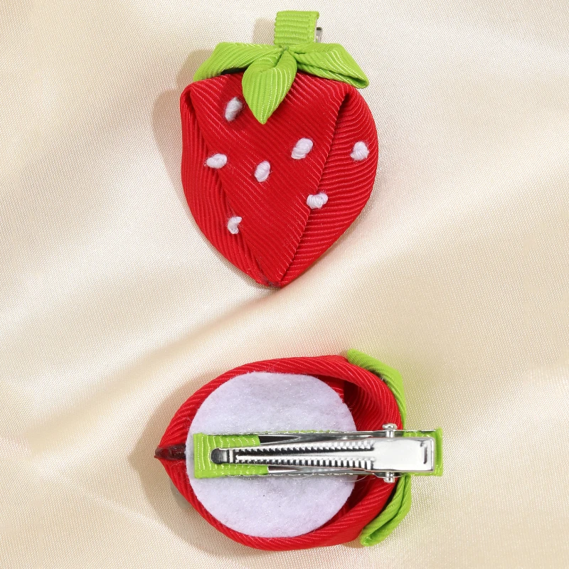 Oaoleer 2Pcs/lot Cute Strawberry Hair Clips For Baby Girls Cartoon Fruits Hairpins Barrettes Kids Headwear Hair Accessories Gift