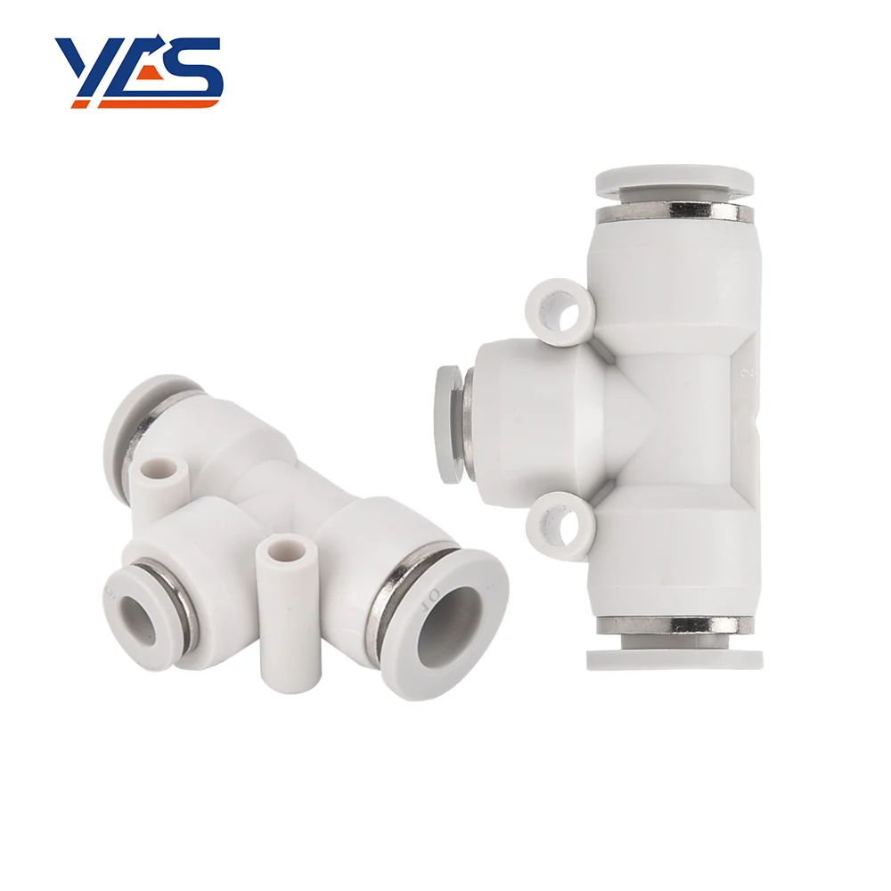 High Quality White PEG10-8 Pneumatic Tee Reducer Union Quick Hose Fitting Plastic Componsntes