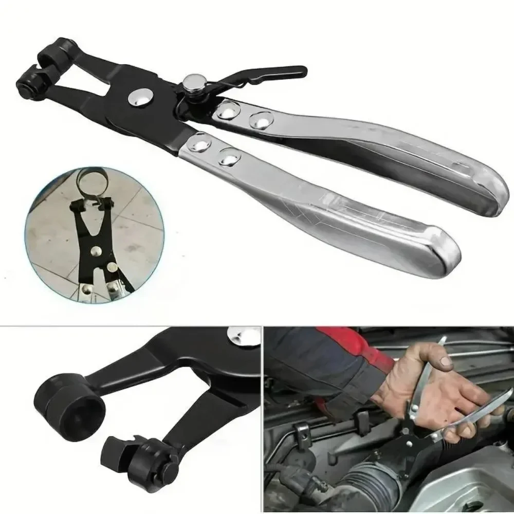 Alicate de Fixação para Abraçadeiras de Mangueiras Automotivas com Mandíbula Giratória para Remoção e Instalação de Abraçadeiras de Mangueiras Tipo Anel de Banda Plana