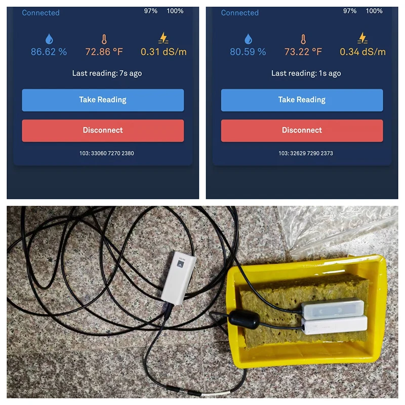 NUEVO Sensor de Humedad del Suelo, Conductividad Eléctrica (EC) y Temperatura TEROS12 SDI con Interfaz SDI-12 XS-MT22-A, para Usar con Sustrato sin Tierra, Lana de Roca