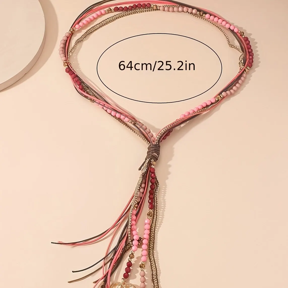 1 Simple Fashion Temperament Multi-line Leather Rope Tassel Necklace Lady Necklace Holiday Seaside Tourism Necklace National