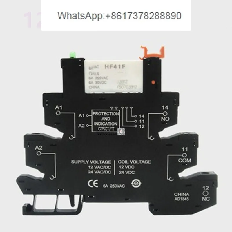 

10pcs HF41F 24-ZS 12-ZS 5V 12V 24V 1CO Slim/SSR Relay Mount On Screw Socket with LED and Protection Circuit Wafer relay