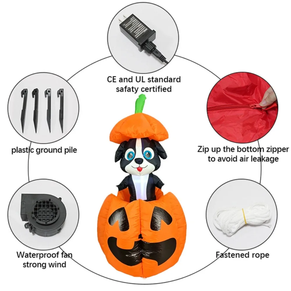 1.5-meter Inflatable Halloween Decoration: Cartoon Puppy Peeking Out of a Pumpkin—Outdoor Garden Ornament