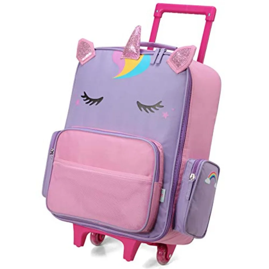 

Rolling Luggage for,Cute Travel Carry on Suitcase for Girls/Toddlers/ with Wheels 18inch Unicorn