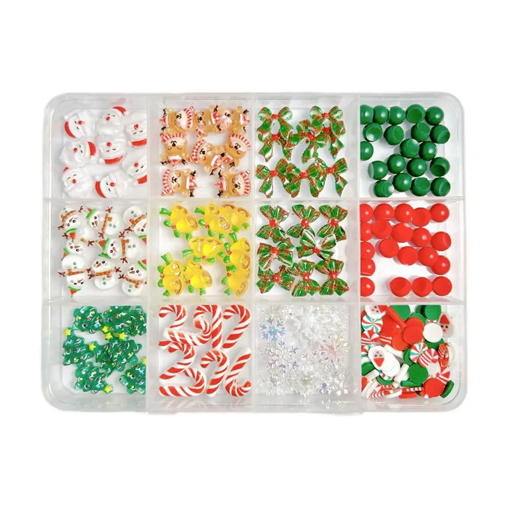 かわいい漫画樹脂クリスマスシリーズネイルサンタクロース雪だるま弓ラインストーンネイルアートデコレーションマニキュア DIY