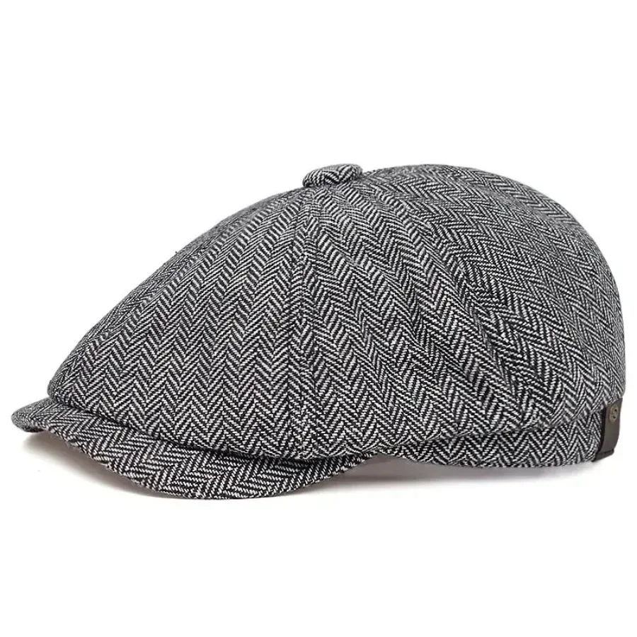 Gorras Męska Ośmiokątna Czapka Retro Newsboy Czapki Męskie Brytyjskie Malarze Czapki Jesień Zima Berety Jodełka Płaska Czapka Hip Hop Berety