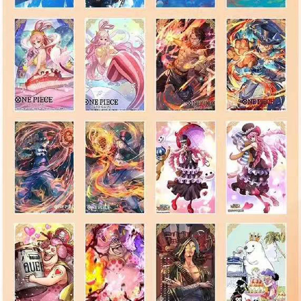 Hurtownia One Piece A4 Cards Anime Luffy Zoro Nami Chopper TCG Color Line Drawing Fresh Magazing Hand Drawn Playing Trading Card