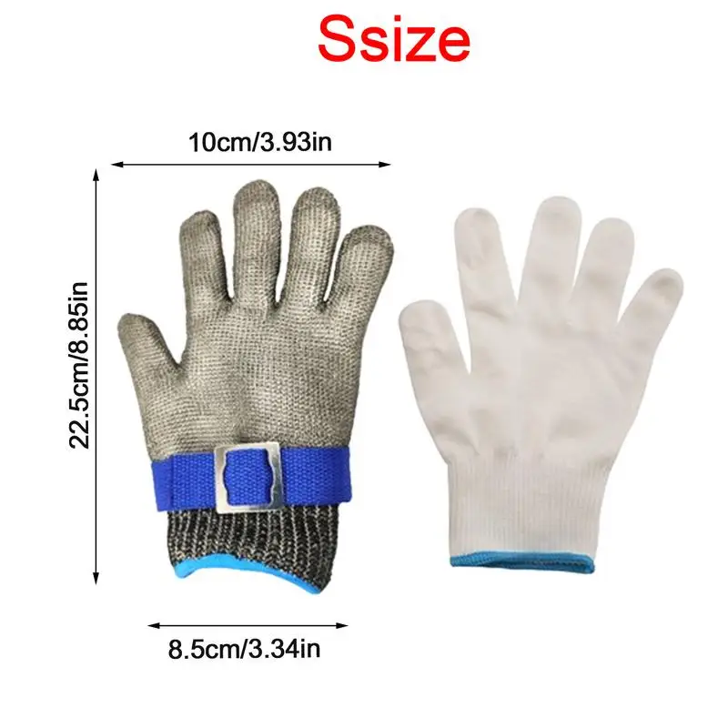 Pricking Protection Gloves Chain Gloves With Non-Slip Grip Comfortable Metal Handling Gloves With Adjustable Buckle For Carving
