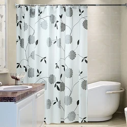 Shower Curtain Floral Extra Long Wet Room Curtain Lining - Bathroom Mildew Resistant and Waterproof Shower Curtain