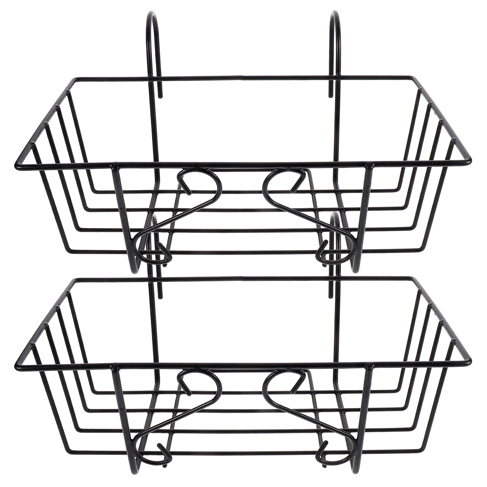 

2pcs Metal Fence Planters Hanger Durable Iron Balcony Hanging Flowerpot Shelf Black 35cm Outdoor Garden Baskets Planter Rack