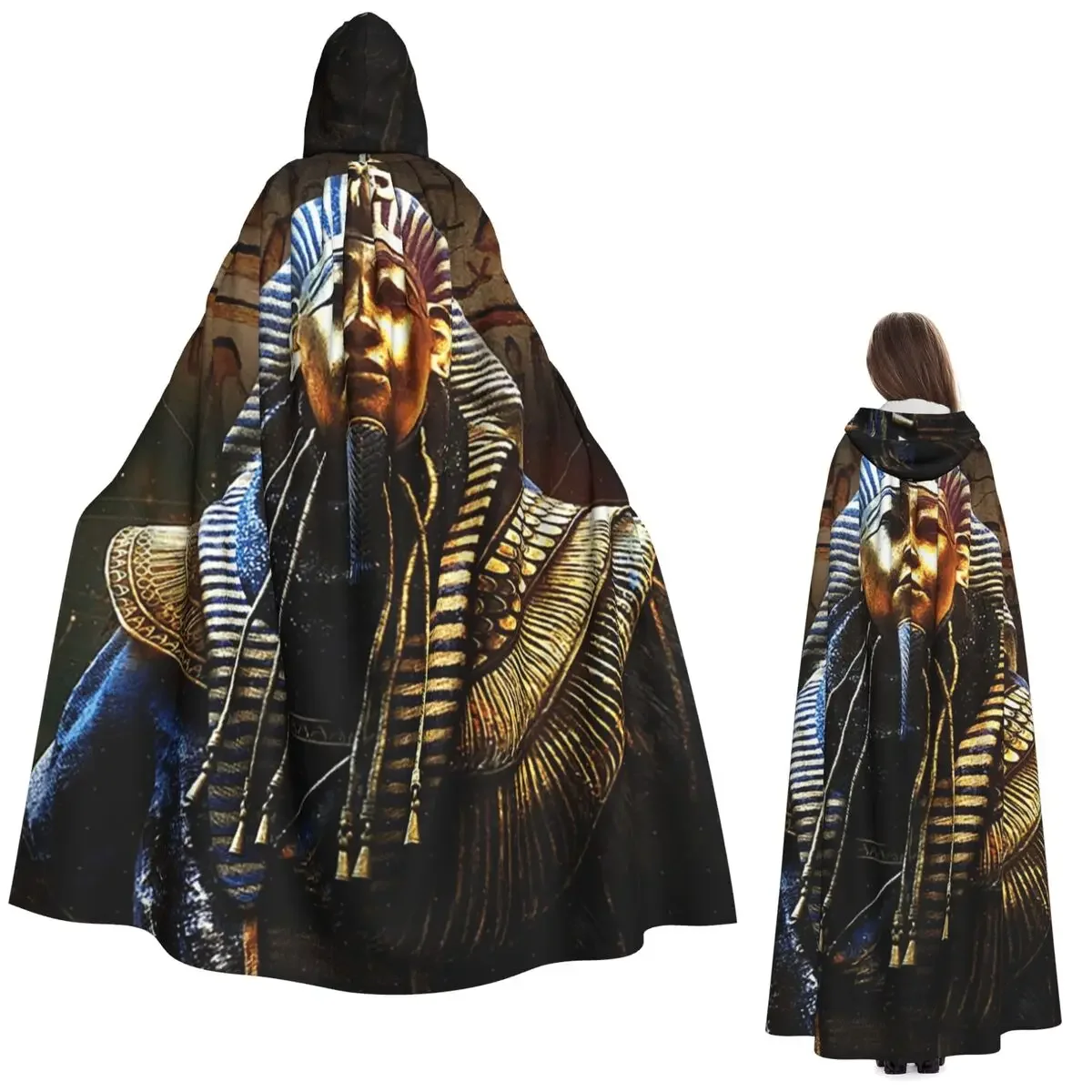 

Египетский фараон с золотой короной, длинный плащ с капюшоном, ведьма, средневековая накидка для косплея, Хэллоуин, вечеринка для взрослых, унисекс