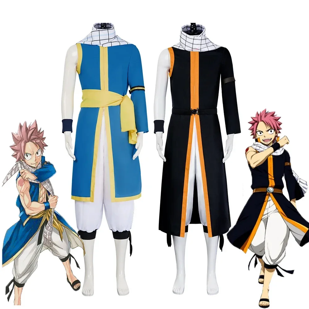 

Halloween Costumes for Men Anime Natsu Dragneel Cosplay Costume Blue Black Uniform Seven Years Later Natsu C Suit