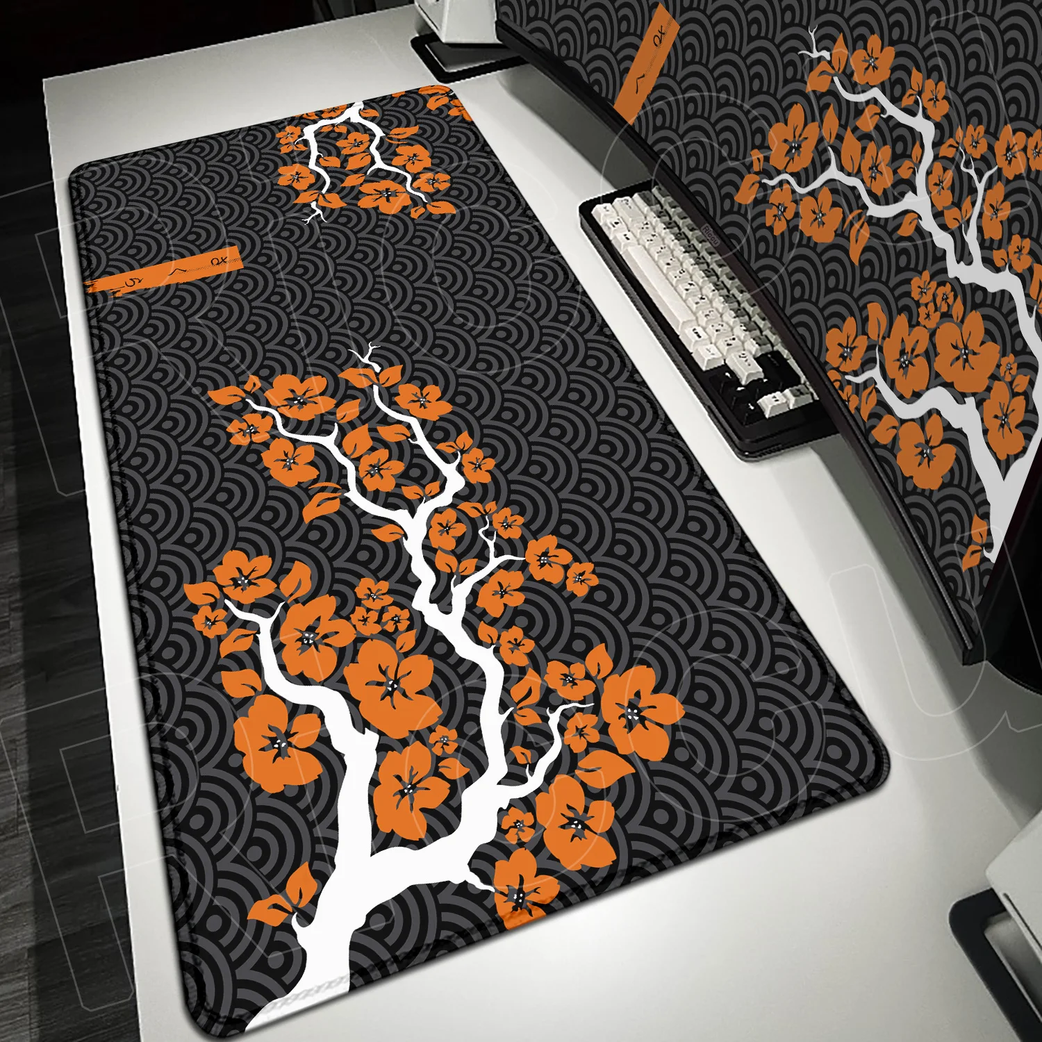 PC Gamer Mousepad Sakura Deskmat Orange & Black Mouse Pad Xxl Big Office Mouse Mat Rubber Non-slip Keyboard Rug Accessories Gift