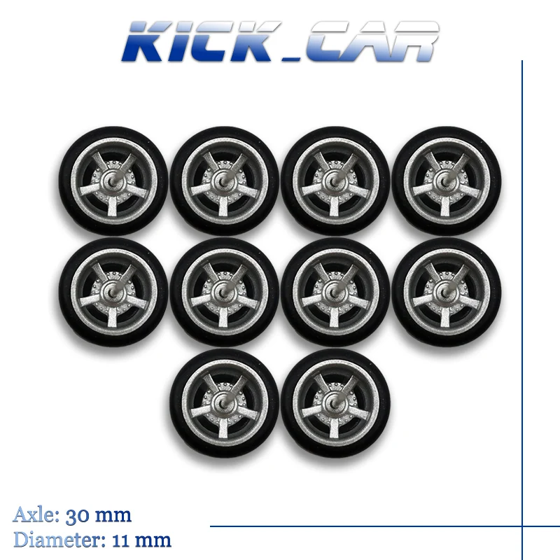 H Series 1/64 Wheels Rubber Tires Spoke 5 Axes Detail-up Modified Kit for 1:64 Hotwheels Model Car Toy Wheel Kit 4pc/bag