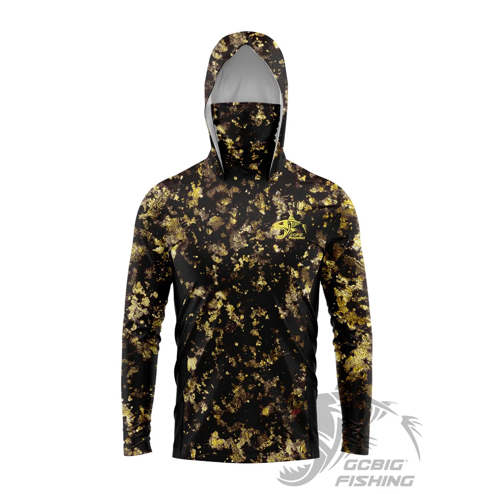 Huk Nieuwe Zeevissen Mannen Lange Mouw Vissen Hoodie T-shirts Zonbescherming Hoodies Gezichtsmasker Kleding Jacht Jungle Camouflage