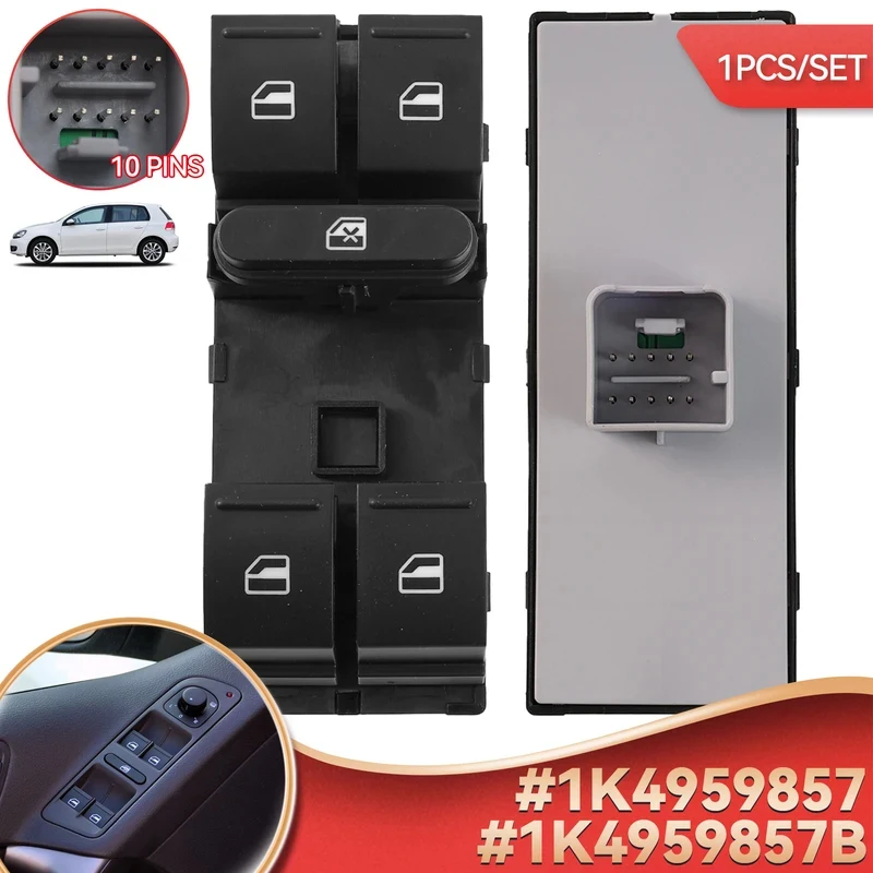 Bouton de commande électrique pour vitres de voiture SEAT VW Tiguan Jetta Golf MK5 MK6 GTI Rabbit Passat B6 B7 3C Tiguan 1K4959857B