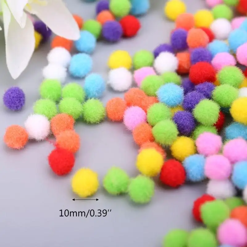 D5QF 1000 Chiếc Tròn Mềm Lông Tơ Thủ Công PomPoms Bóng Màu Hỗn Hợp Pom Poms 10 Mm Thủ Công DIY