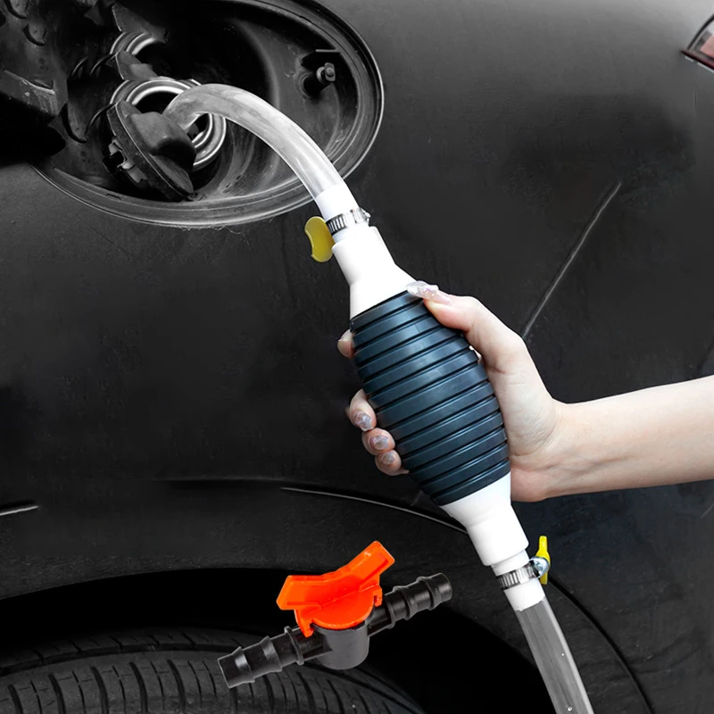 1M/1.5M/2M High Flow Siphon Hand Pump Portable Manual Car Fuel Transfer Pump Gas Gasoline Petrol Diesel Oil Liquid Water