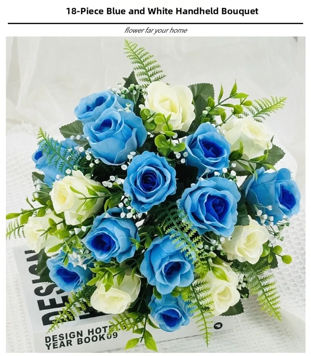 18 Köpfe Echte Glückliche Blumen in 8 Farben für Fotografie, Geschenk zum Valentinstag, Mini-Kristallgras-Bouquet – Detail 5