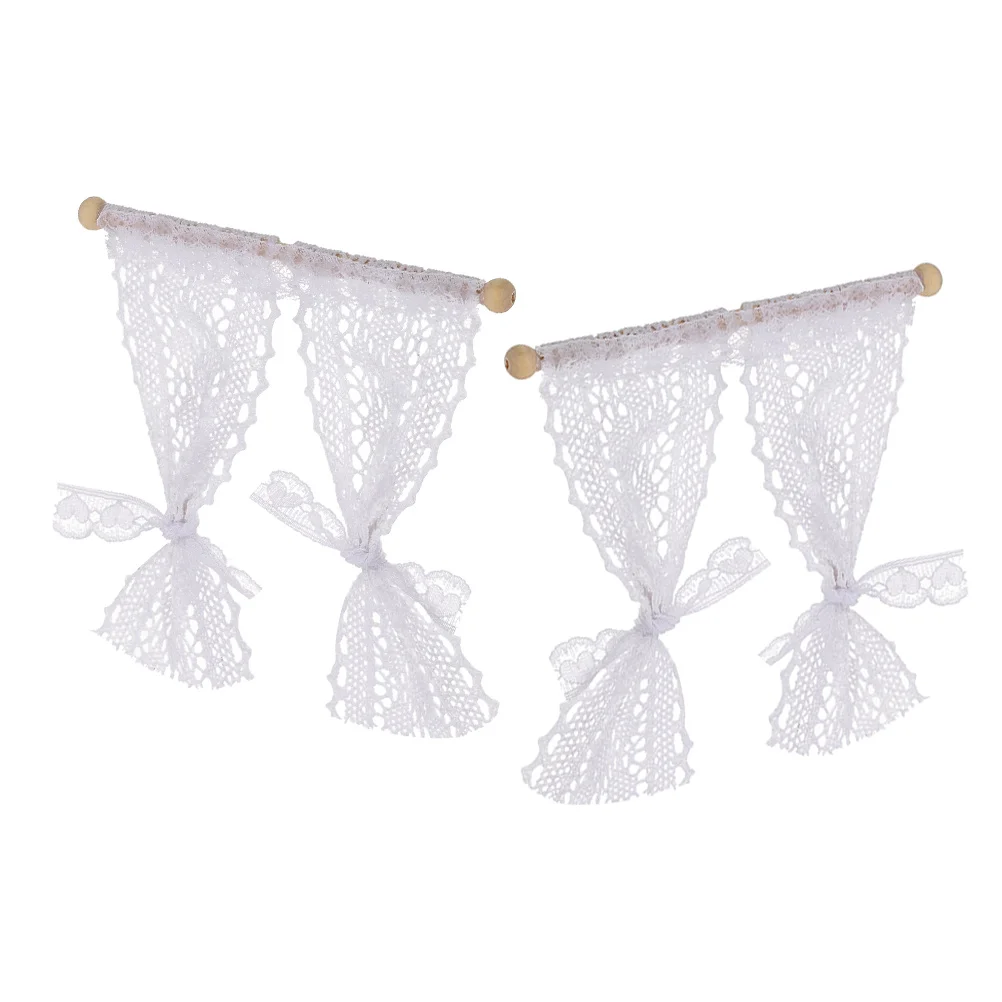 

2pcs Mini Drape Curtain Decor for Dollhouse Miniature Curtain Mini House Window Curtain Accessory house curtain