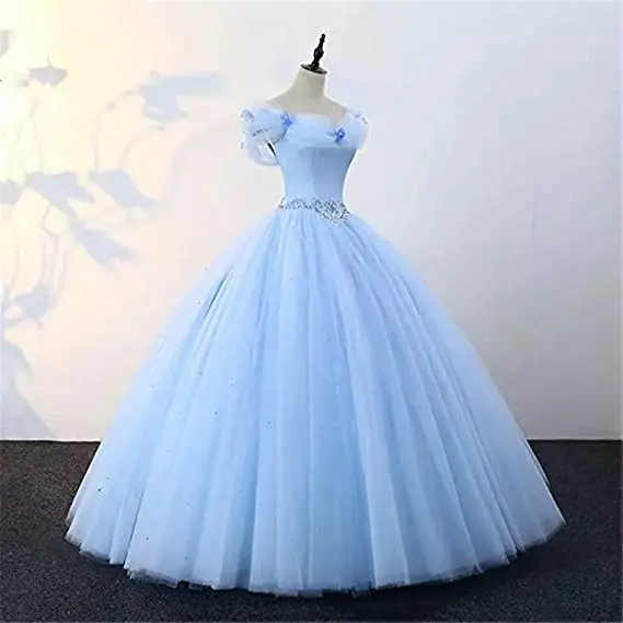 

Angelsbridep Cheap Sky Blue Appliques Ball Gown Vestido De 15 Años Quinceanera Dresses Sweet 16 Cinderella Brithday Party