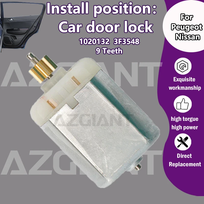 

For Nissan Primera 1.8 N P12 2003-2007/Peugeot 307 CC 2005-2009 Car Door Lock Actuator Latch 12V 9T gear Motor 1020132 3F3548