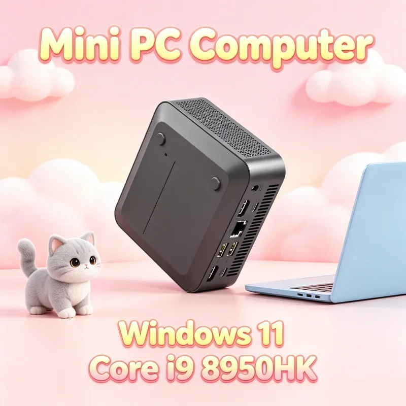 High-Speed Mini Gaming PC Core i9 8950HK Windows 11 Pro 32GB RAM 1TB 2TB SSD WiFi6 BT5.2 4K HD 3Y Warranty