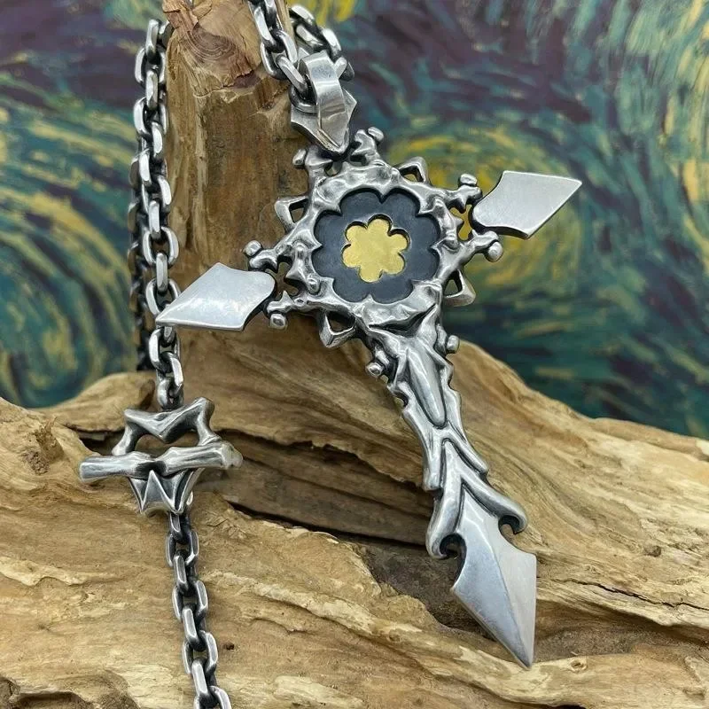 

Персонализированные массивные ювелирные изделия - оригинальный дизайн, подвеска в виде креста в стиле ретро с доминирующимся глазом