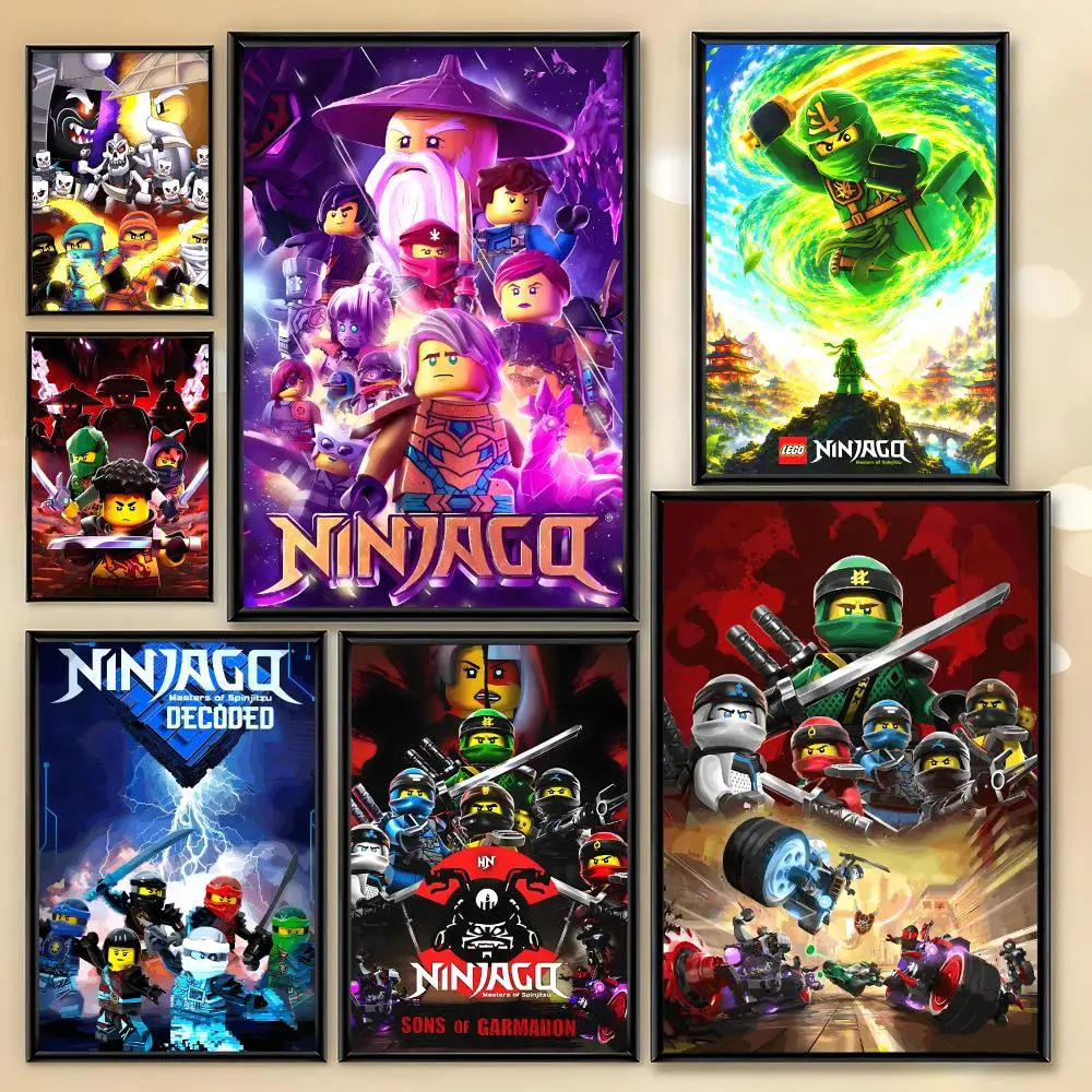 Cartoon N-NinjagoS Poster HD Art Sticky Wall Room Decor Home Waterproof Home Living Bar Aesthetic Decoration