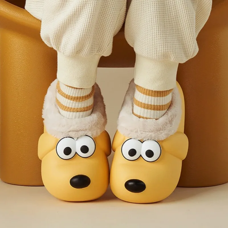 

Funny Children Winter Plush Slippers Waterproof and Anti Slip Kids Fur Slippers House Shoes Boys Girls Indoor Footwear