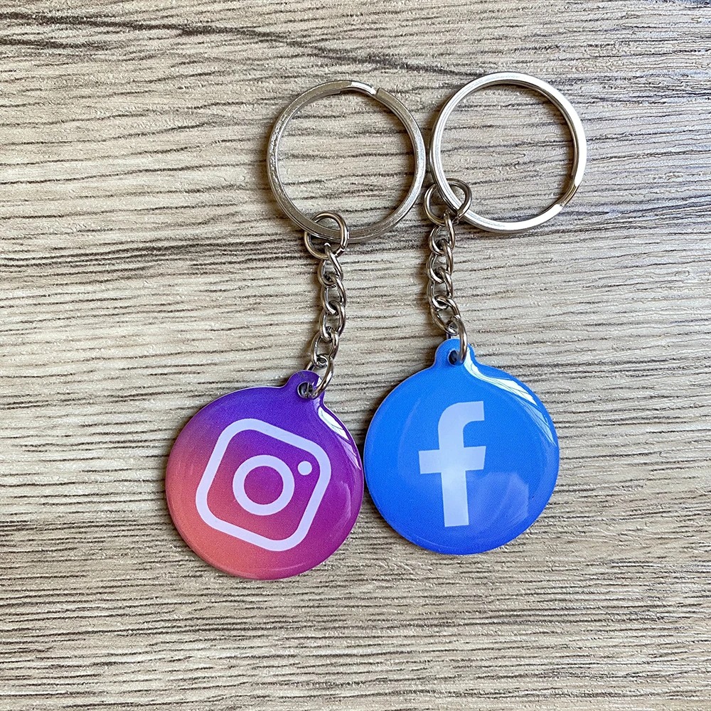 Get Followers with just one tap NFC Social Media Instagram Facebook keychains NFC Key Tag Google Review Keychains