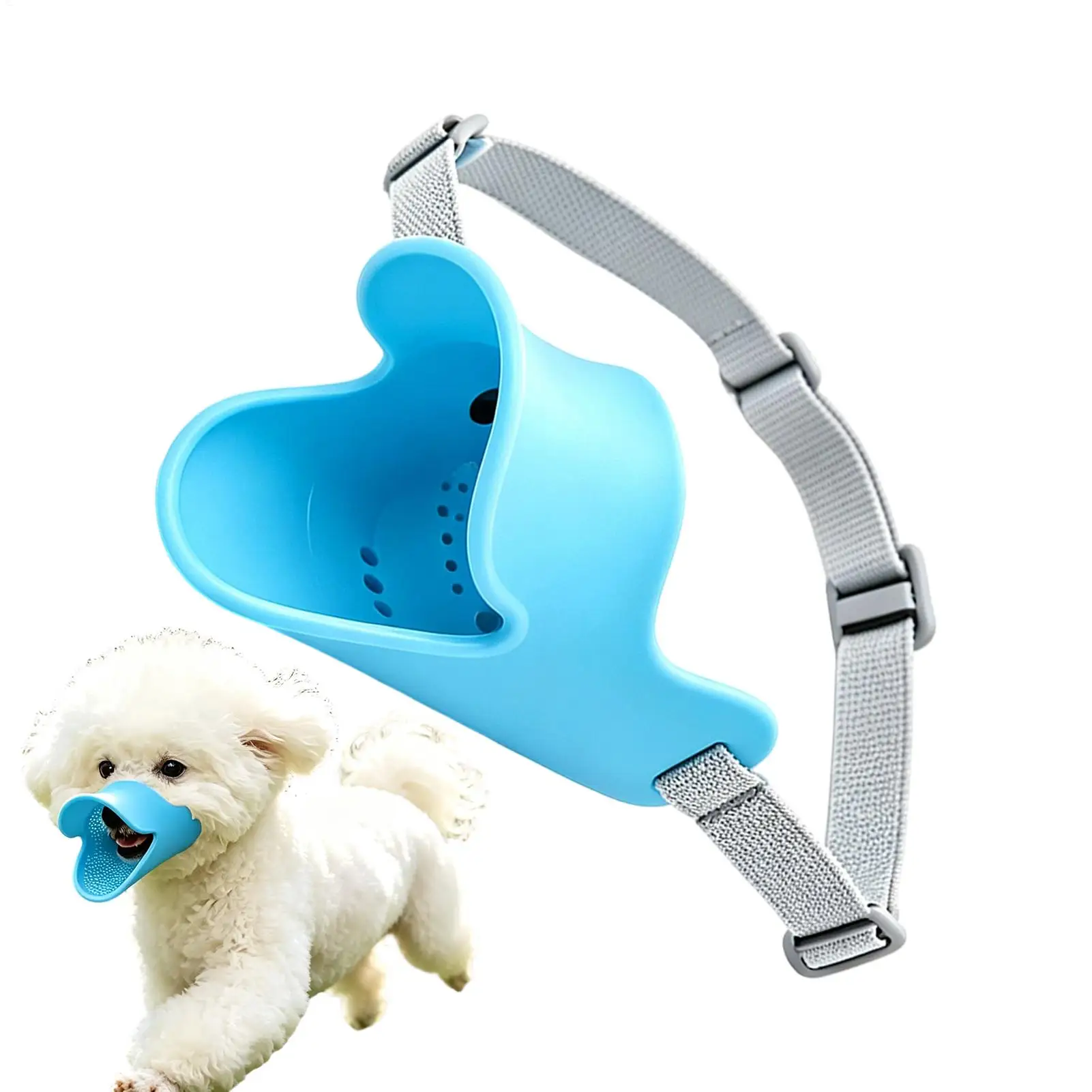 Duck Bill Dog Muzzle Soft Silicone Breathable Mouth Cover with Adjustable Strap Anti-Bite Bark Control Muzzle for S M Dogs