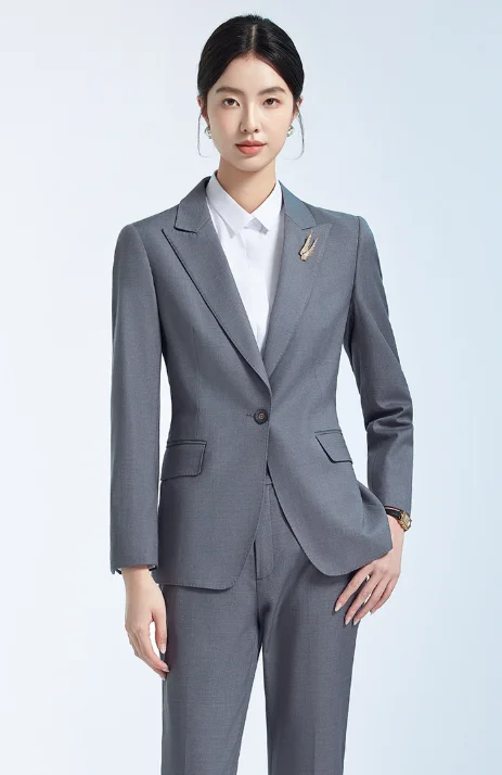 Women's Long‑Sleeve Blazer Collar Simple Commuter Business Coat & Trousers, Cross‑Border Professional Outfit