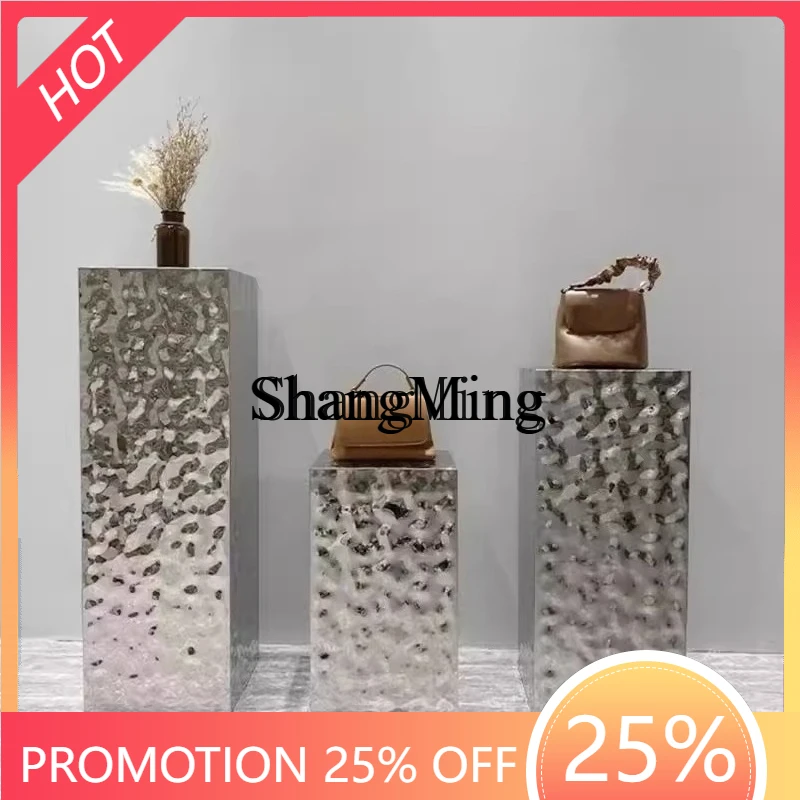 

CL store platform buyer water ripple window mirror stainless steel floor display