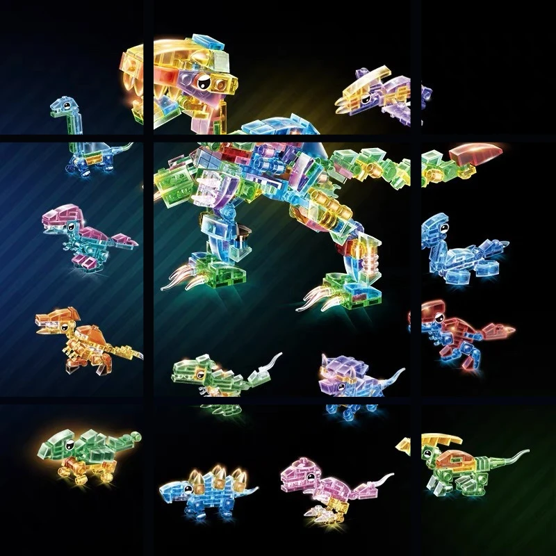 

Transparent Miniature Building Blocks Dinosaur Animal /Shark Biologic Models Educational Toys for Children