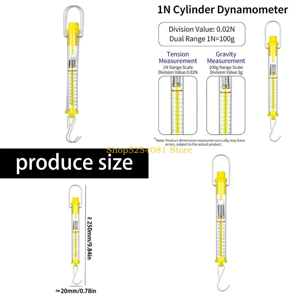 AXYC Yellow Metal Plastic Cylinder Dynamometer Spring Scale for School Laboratory