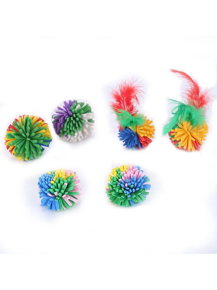 

Cat toy EVA ball colorful flower cat scratch color random 4-5cm pet supplies