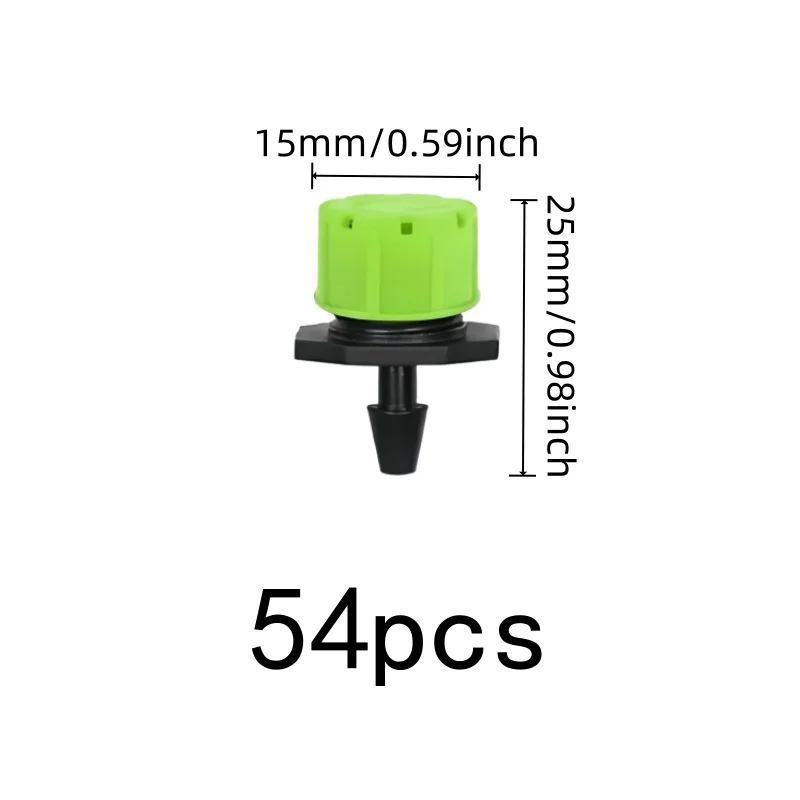 54 pcs Green Adjustable Sprinklers, Orchard Greenhouse Irrigation, Adjustable Flow Control, Green 8-Hole Design