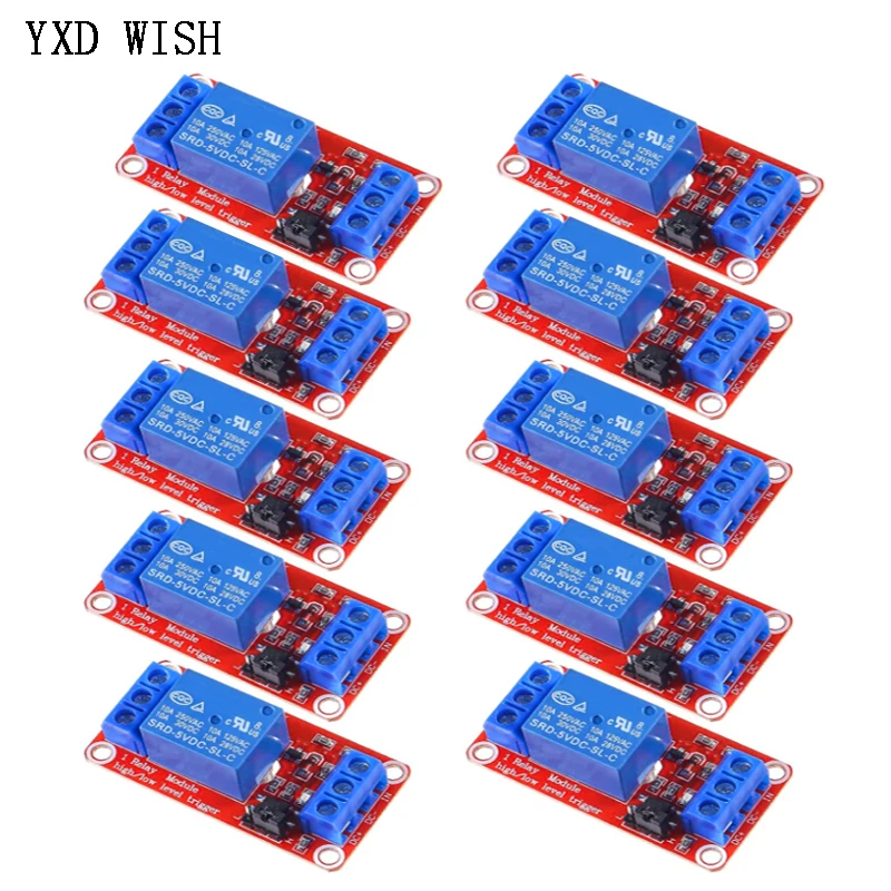 10PCS DC 5V 12V 24V 1 Channel Relay Module Shield For Raspberry Pi With Optocoupler Support High and Low Level Trigger Relays