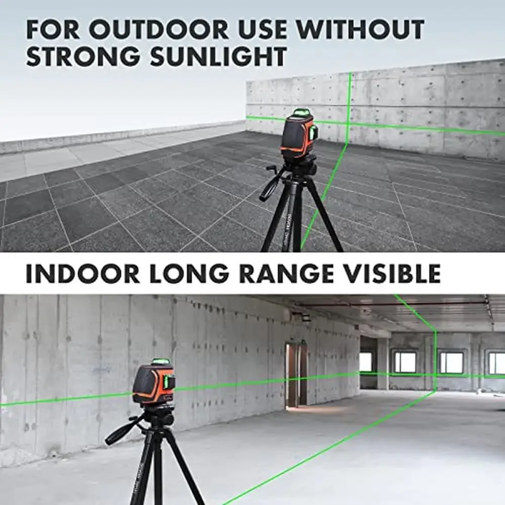 High Visibility 3D Laser Level 360 Self Leveling Up To 197ft Long Range Heavy Duty Construction Diodes 110mw Pendulum Assembly