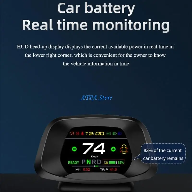 

U13C Car HUD Headup-Display LED GPS Speed Clock Gauge Windshield Projector Overspeed Alarm Fatigue Driving Reminder Car 3/Y