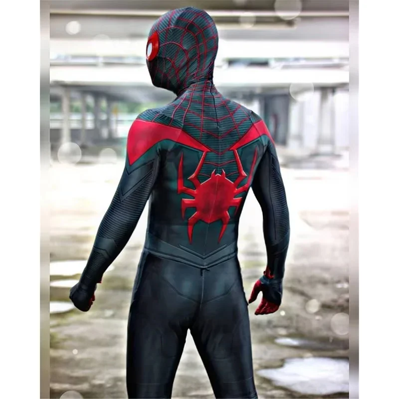 

♥2026 New Halloween Costume Cosplay Miles Morales PS5 Spider Adults Parker Superhero Full Bodysuit Zentai Second Skin Man Pa ★★★