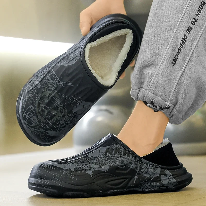 Taglia 47 Pantofole invernali da uomo Eva Scarpe casual Calzature per interni ed esterni calde in peluche antiscivolo con piattaforma impermeabile per giovani