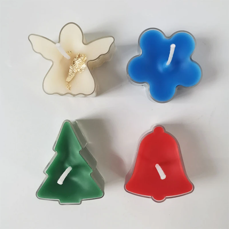 20pcs DIY Candle Mold Christmas Tree Bell Angle Small Tea Candle Making Tool PC Box Plastic Flame Retardant  Acrylic Wax Shell