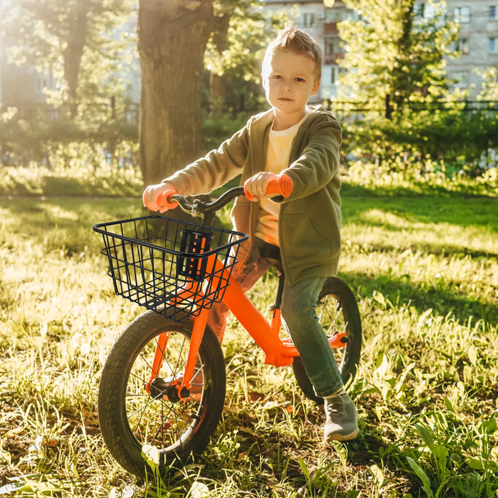 

Front Bike Basket Sturdy Metal Bicycle Handlebar Basket Heavy Duty Detachable for Electric Bike Vegetable Storage