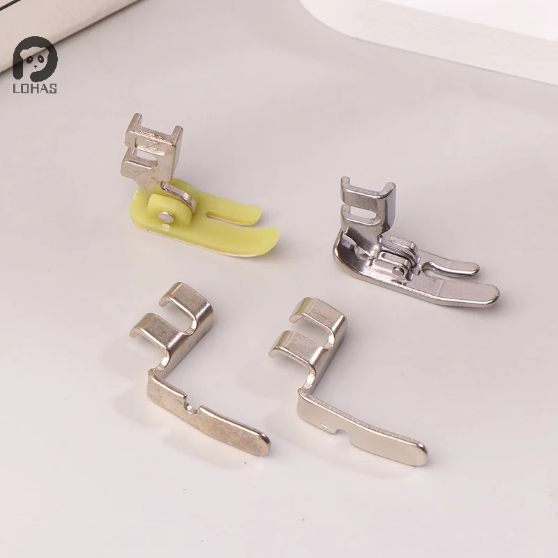 4Pcs Old Sewing Machine Zipper Presser Foot Set (Iron Presser Foot, Plastic Presser Foot, Left Hole And Right Hole Single Side)