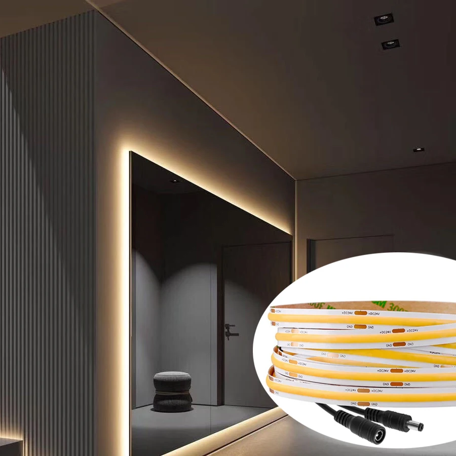 

5M 10M COB LED Strip Light 480 LEDs/m High Density Flexible Tape Ribbon RA90 3000K 4000K 6000K Led Lights DC24V 5m